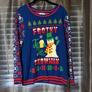 Woman's - Christmas Sweater with Snowman Design - Size XL